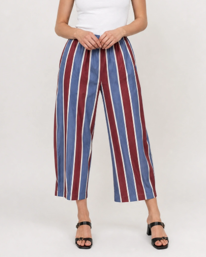 Striped Stretch Cotton Pants