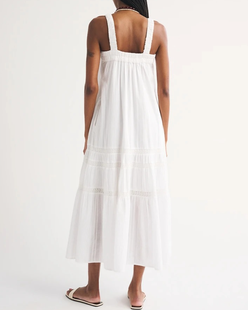 100% Cotton Tiered Flowy Maxi Dress