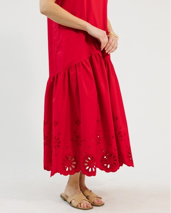 Embroidered Flowers Midi Dress