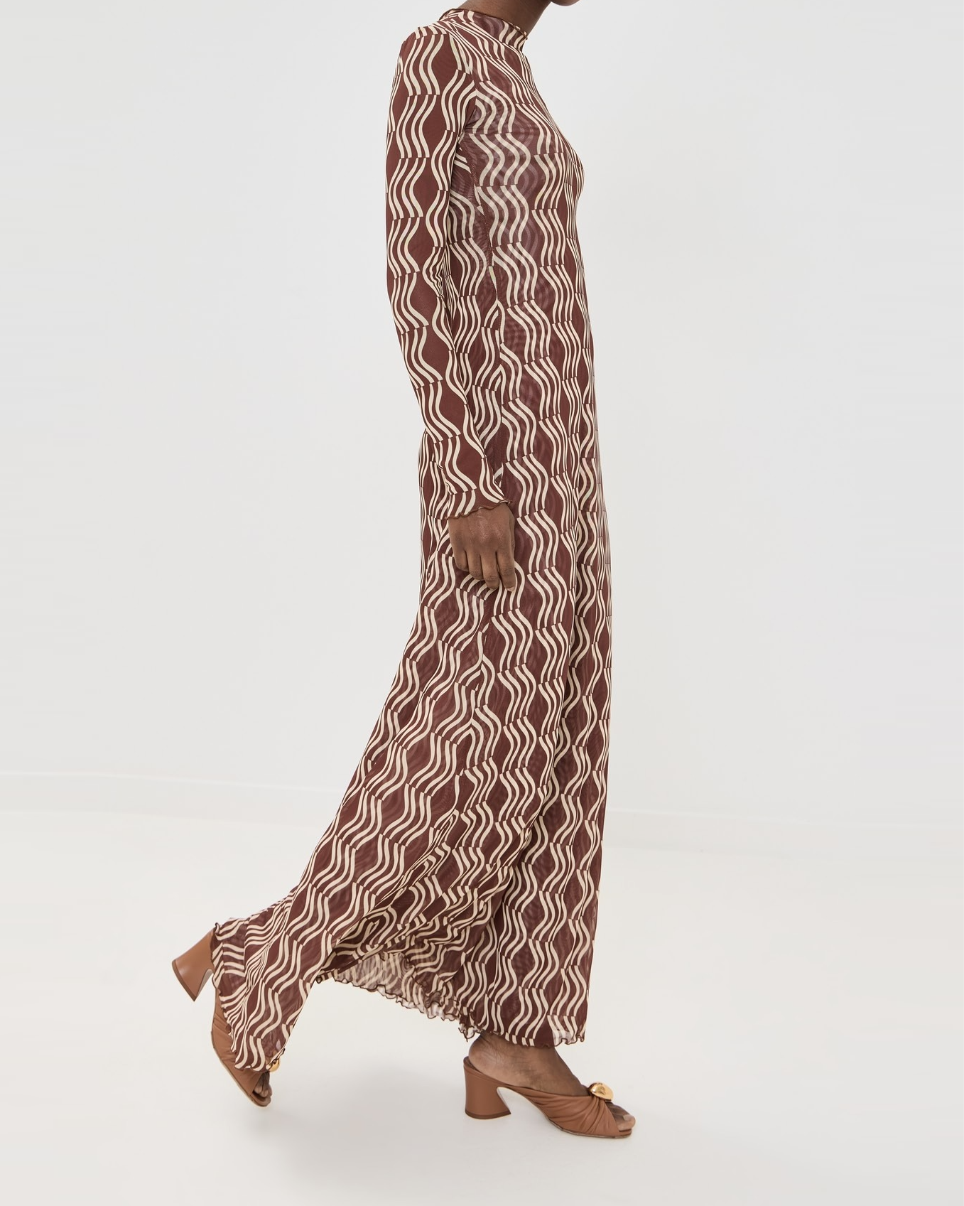 Mock Neck Long Sleeve Wrap Dress