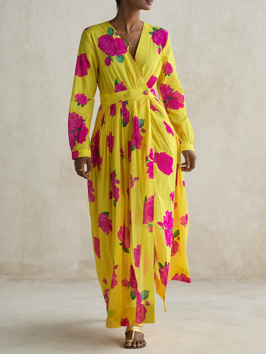 Floral Print Long Sleeves Dress
