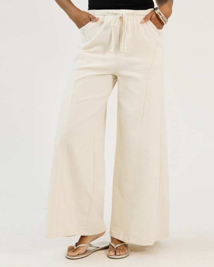 Exposed Seam Wide Leg Pants