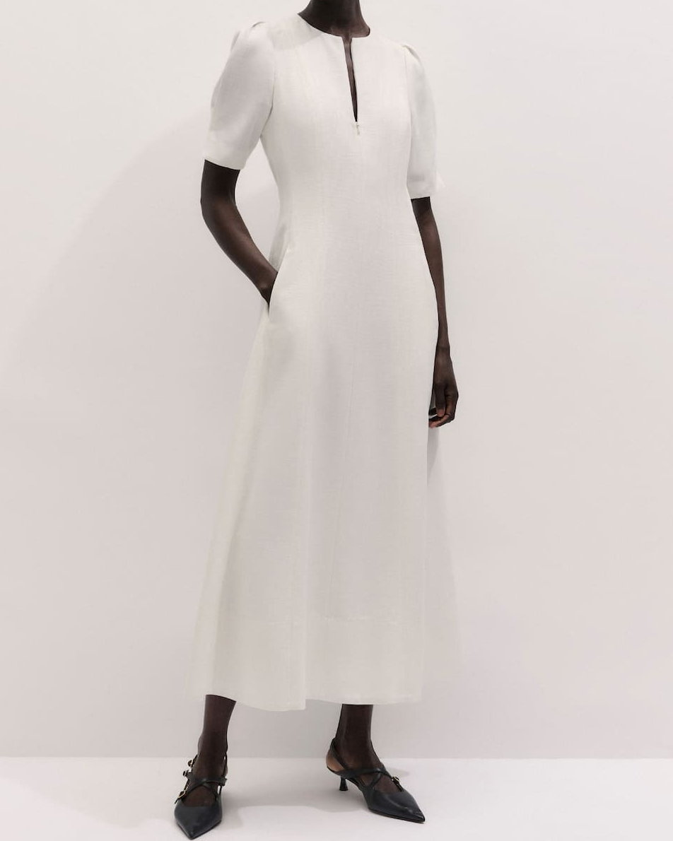 Fit + Flare Textured Weave Maxi Dress