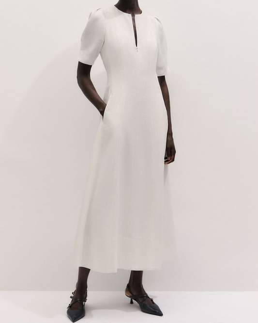 Fit + Flare Textured Weave Maxi Dress