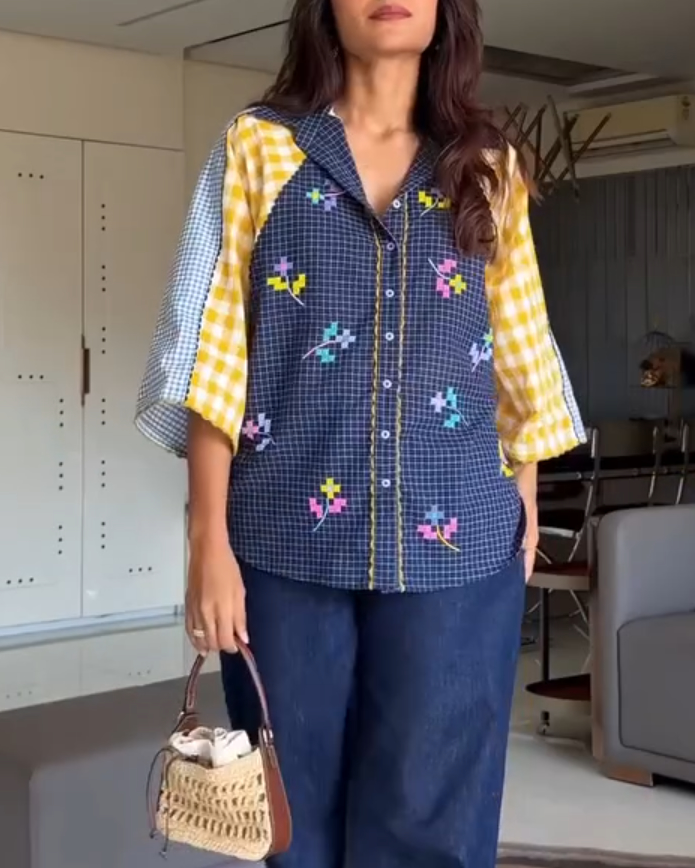 Plaid Patchwork Top