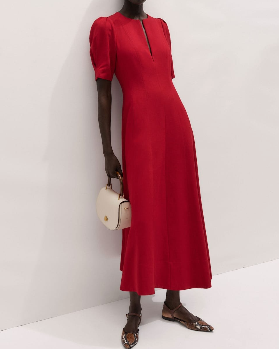 Fit + Flare Textured Weave Maxi Dress