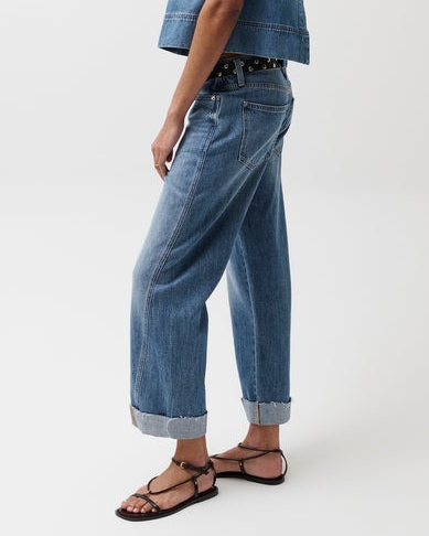 Mid Rise Cuffed Jeans