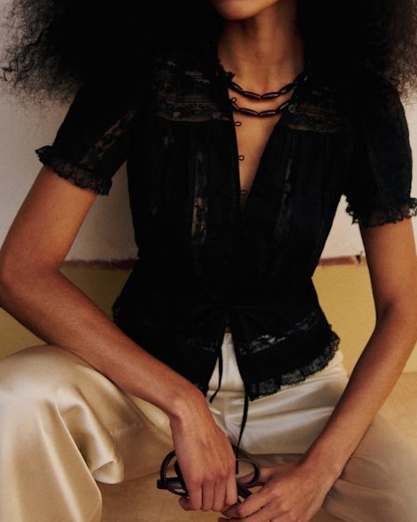 Short-Sleeved Lace Shirt