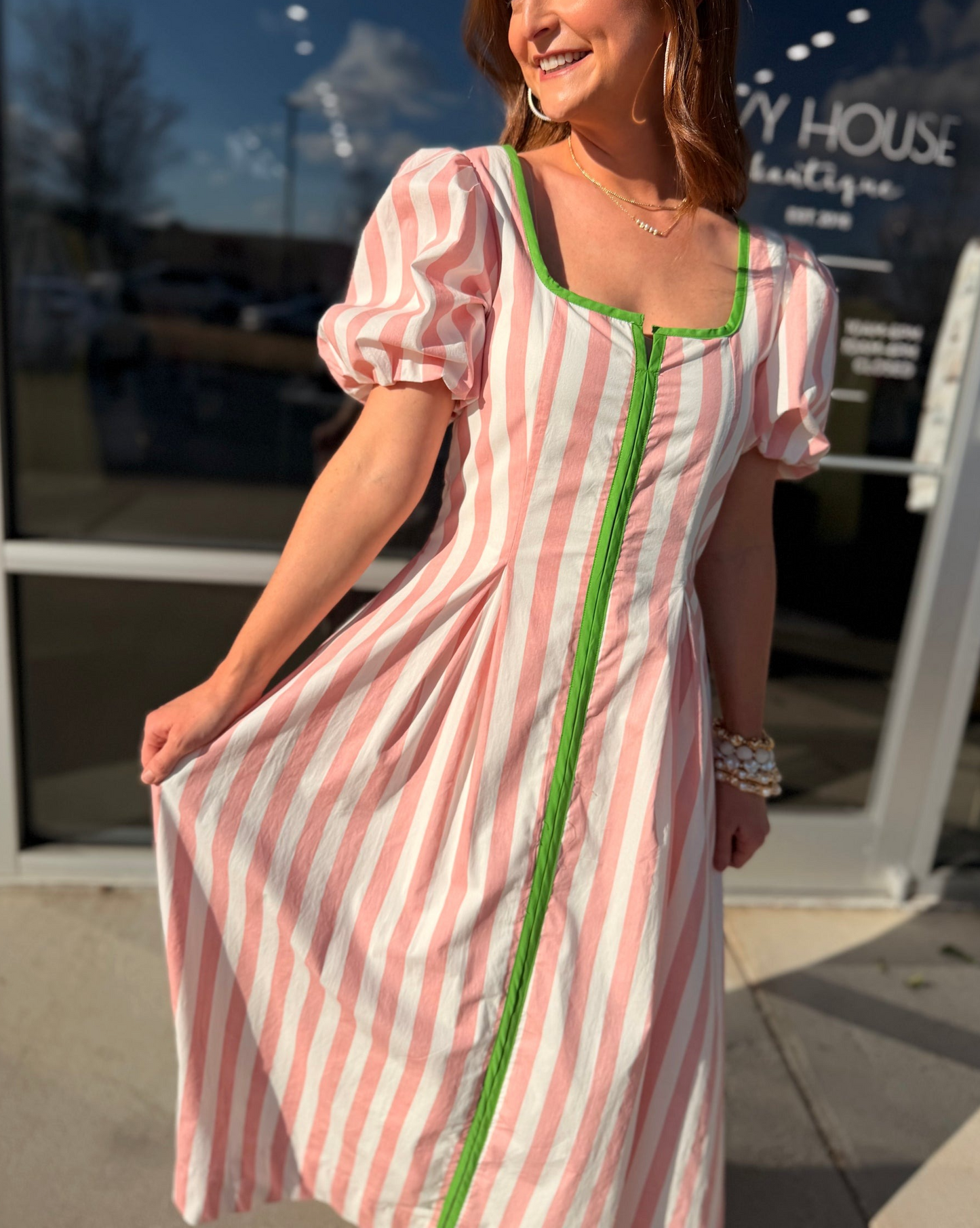 Striped Contrast Trim Dress