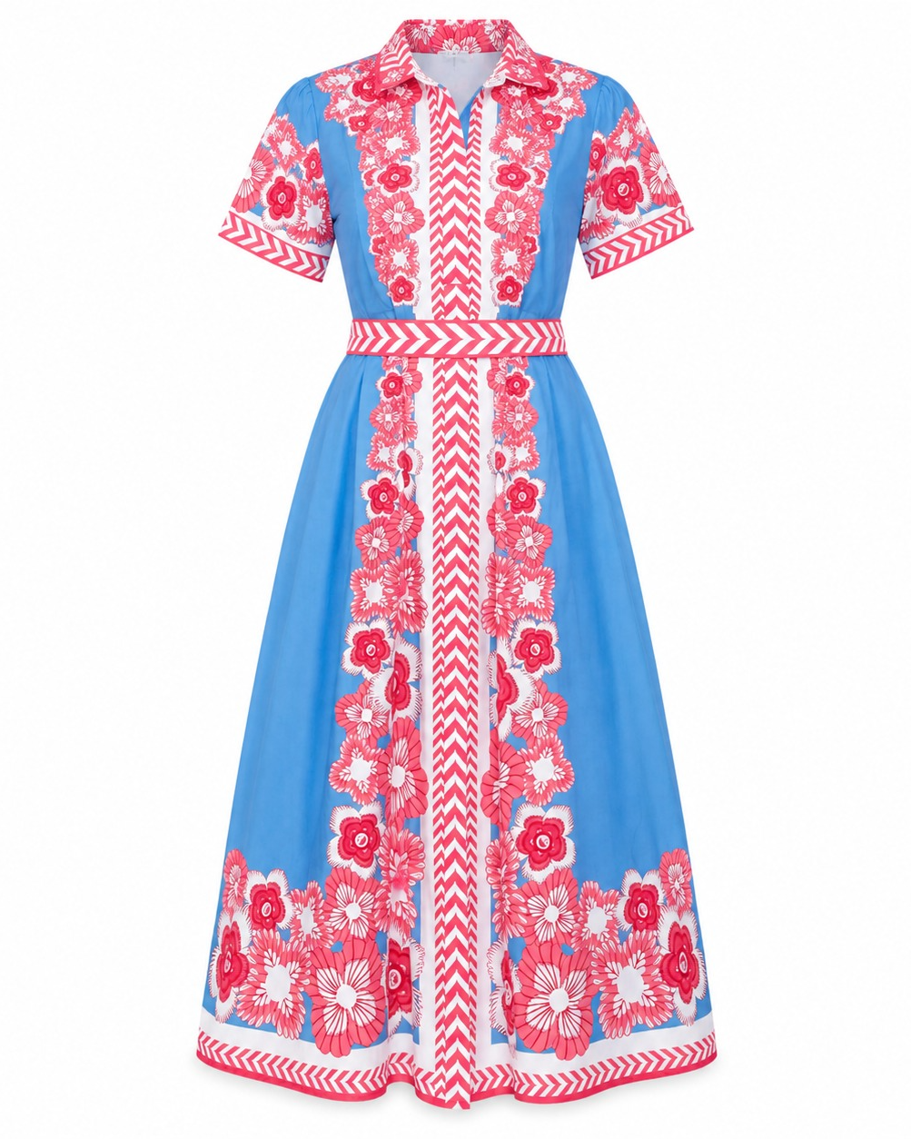 Peony Blue Floral Shirt Dress