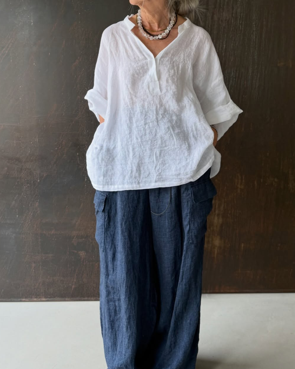 V-Neck Linen Blouse