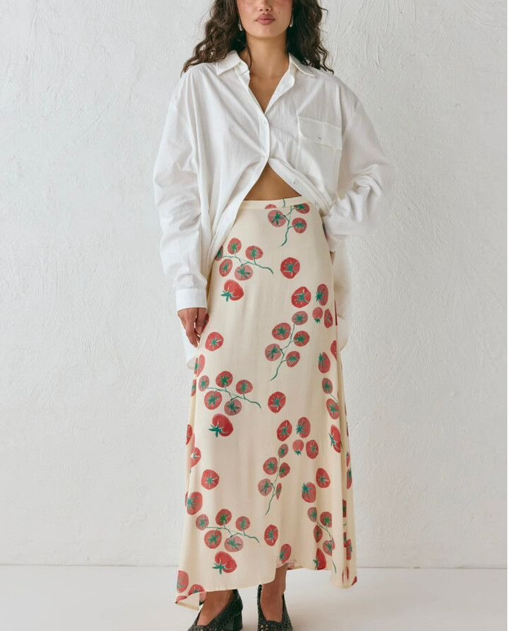 A-Line Cream Tomato Skirt