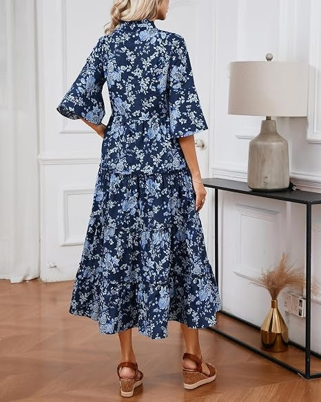 Floral Ruffle Midi Dress
