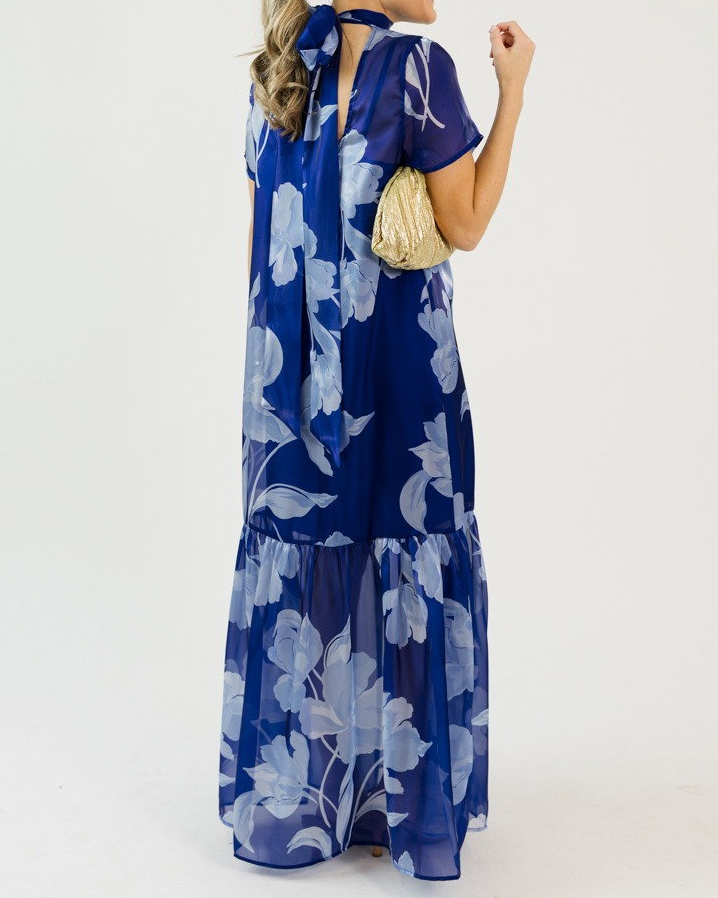 Organza Mockneck Maxi Dress