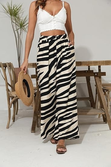 Women Elastic Waist Palazzo Wide Leg Pant