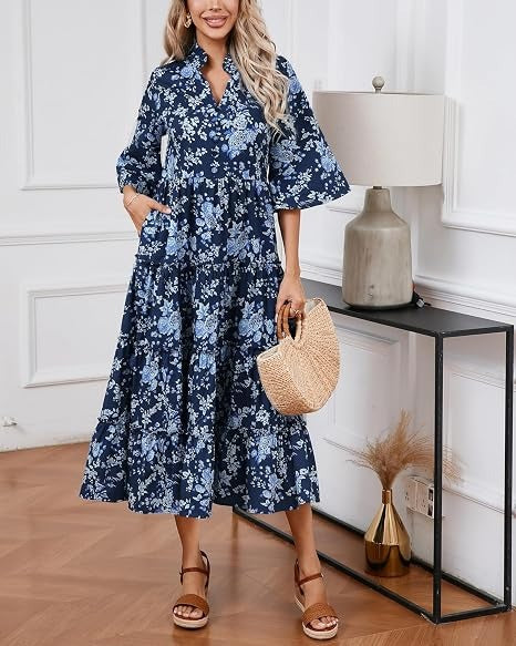Floral Ruffle Midi Dress