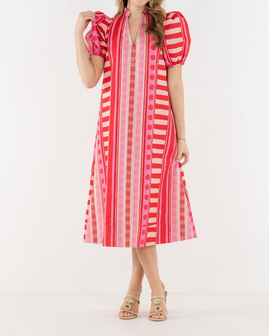 Asymmetrical Layout Puff sleeves Dress