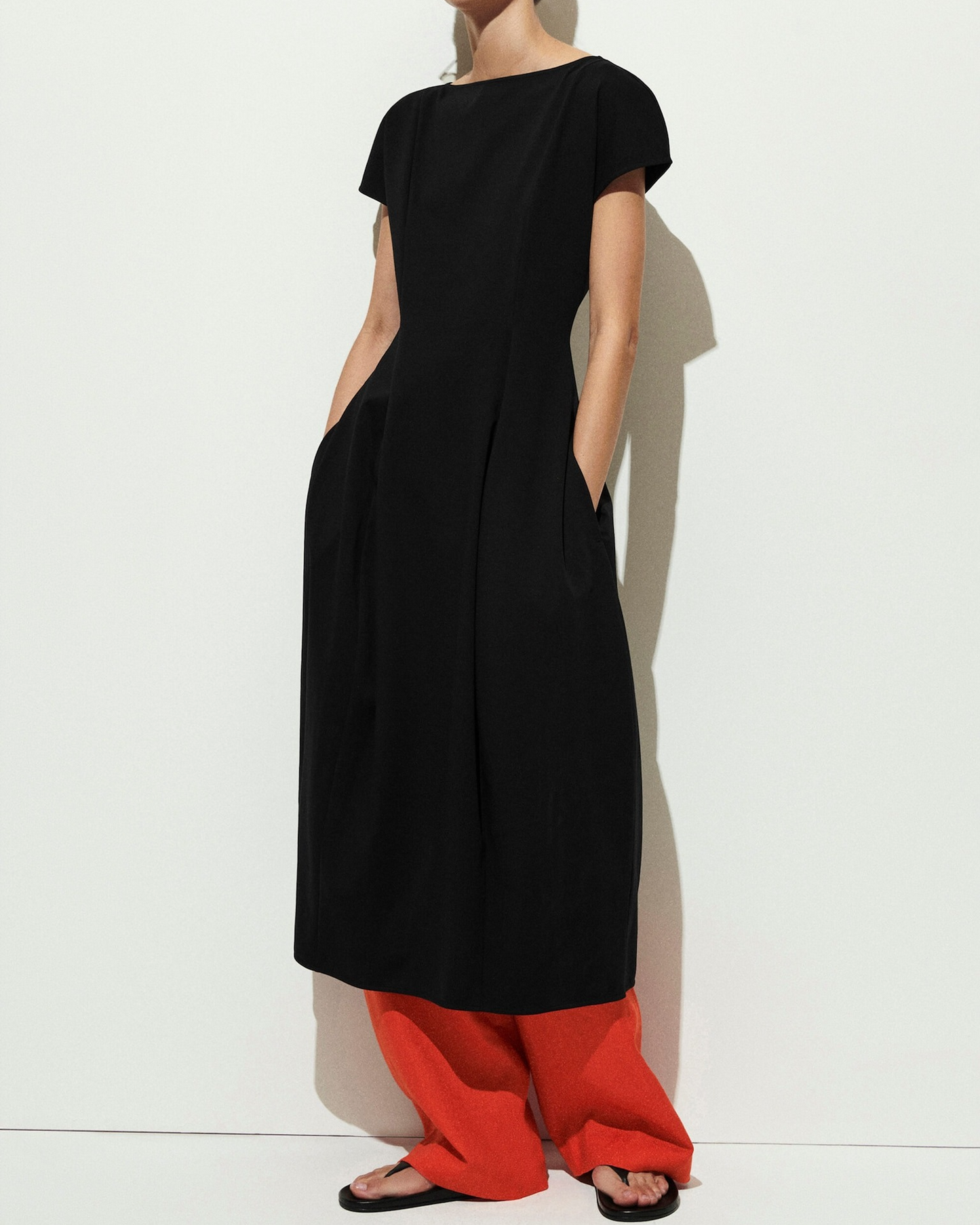 Sculptural Jersey Midi Dress