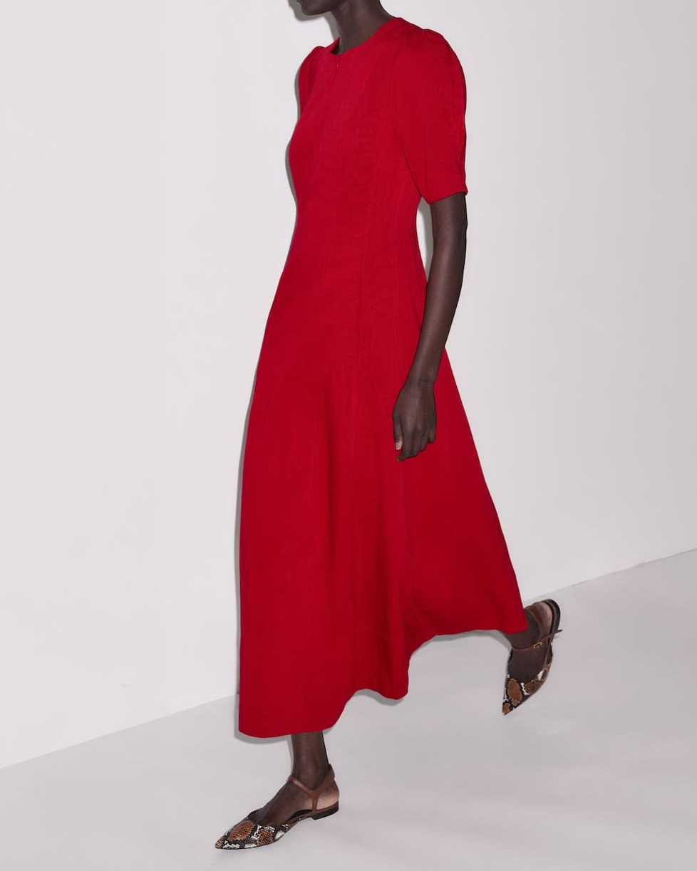 Fit + Flare Textured Weave Maxi Dress