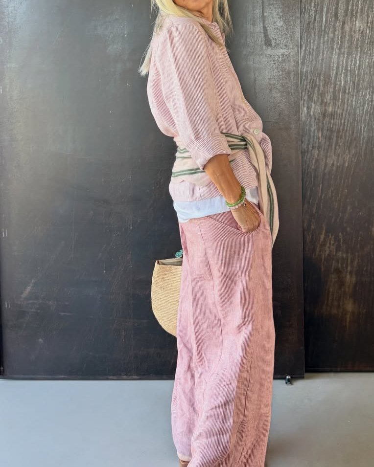 Striped Linen Two-Piece Set