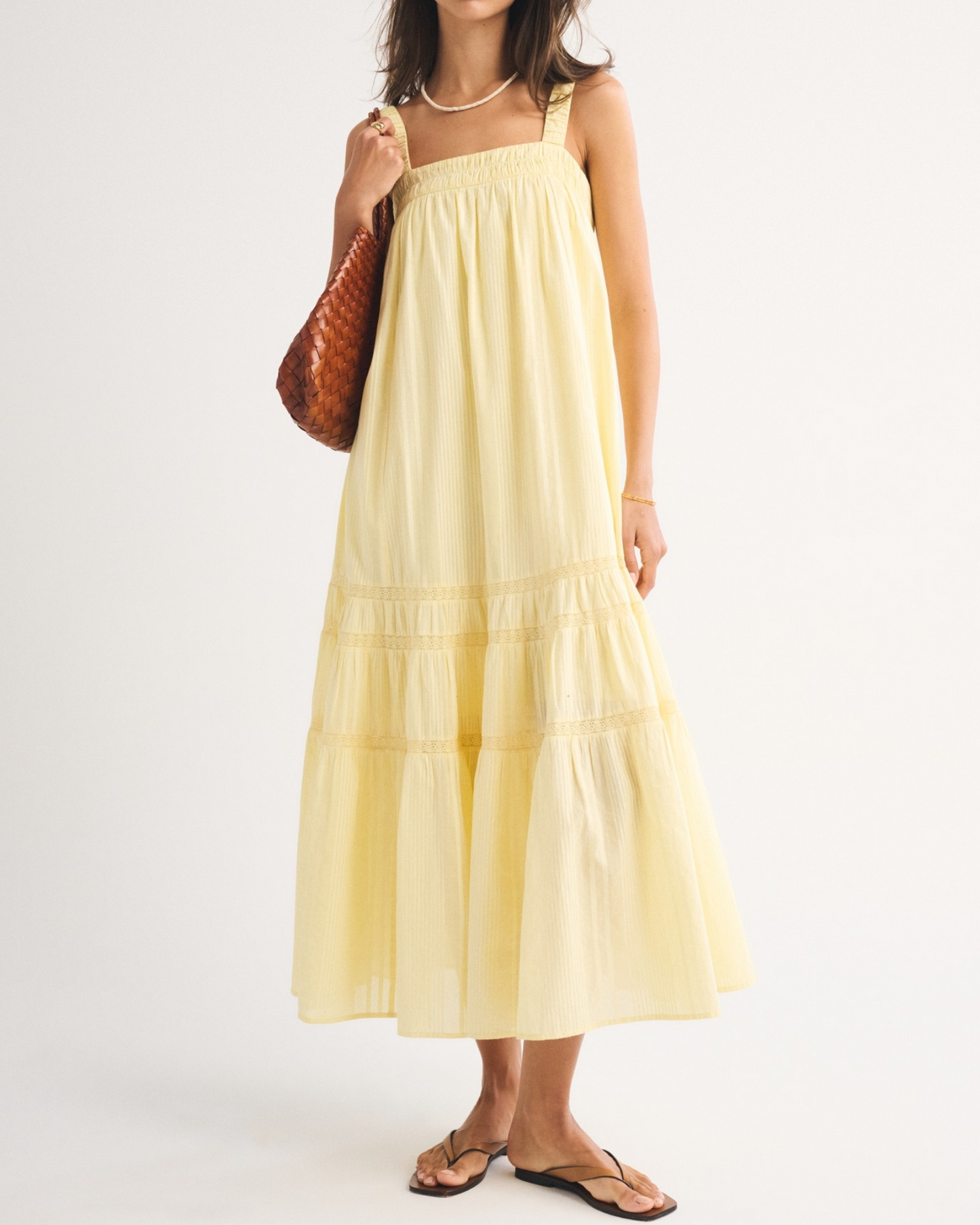 100% Cotton Tiered Flowy Maxi Dress