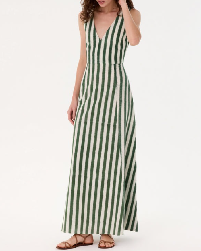 Striped V-Neck Sleeveless Dress