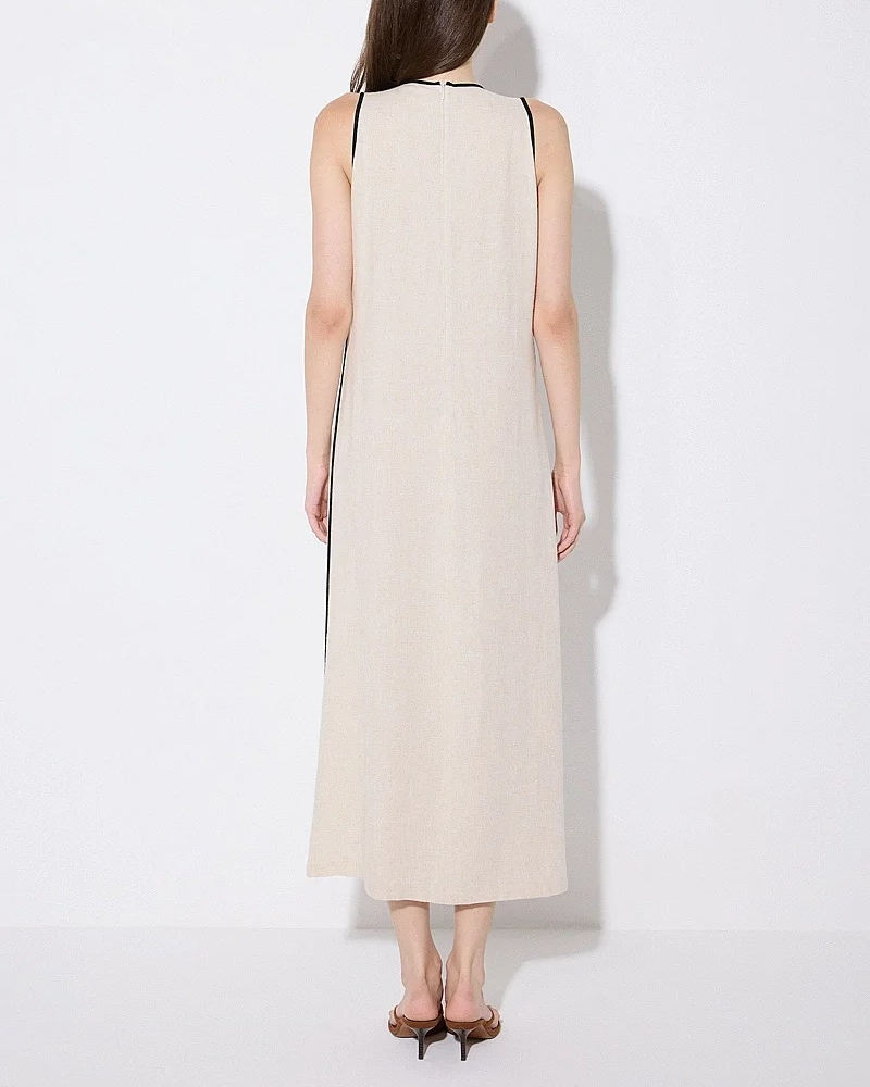 V-Neck Linen Long Dress
