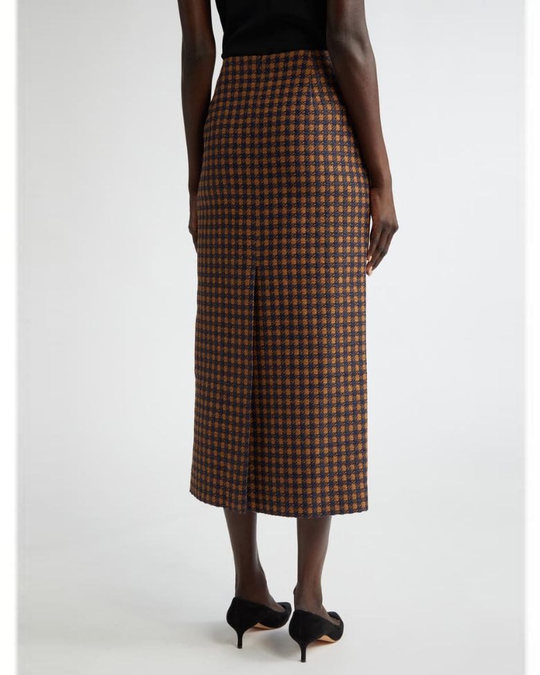 Microcheck Tweed Pencil Skirt