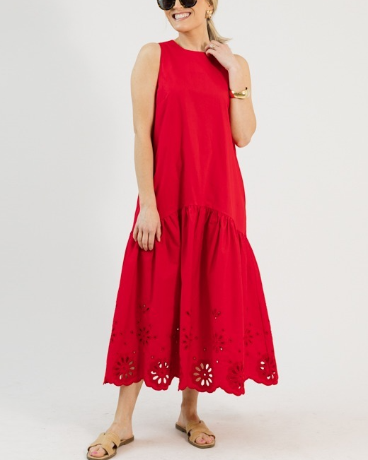 Embroidered Flowers Midi Dress