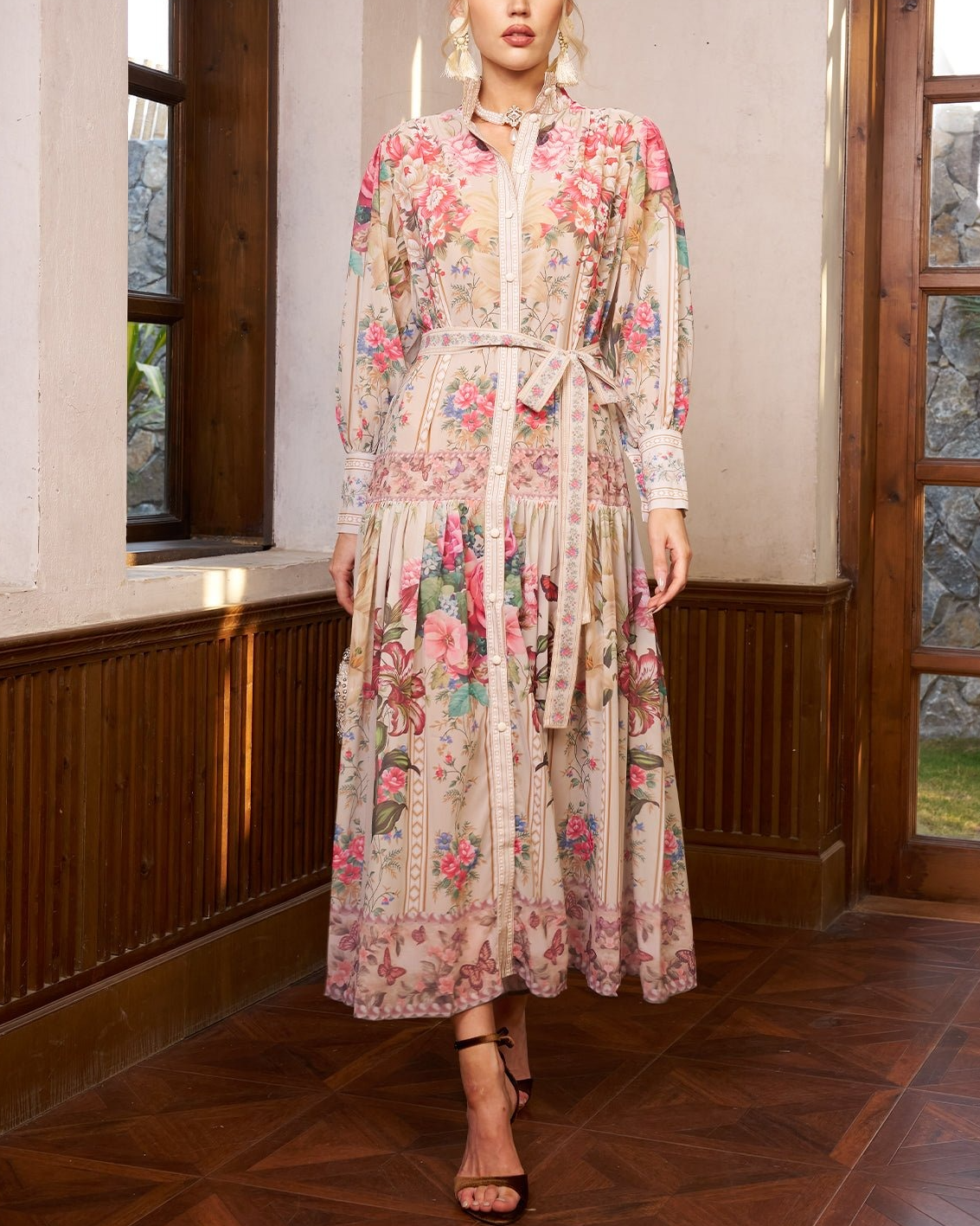 Eden Garden Print Tie-Waist Dress