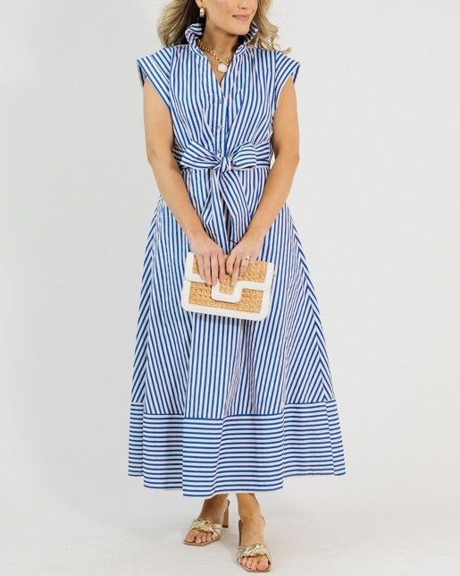 Tie Waist Stripe Maxi Dress