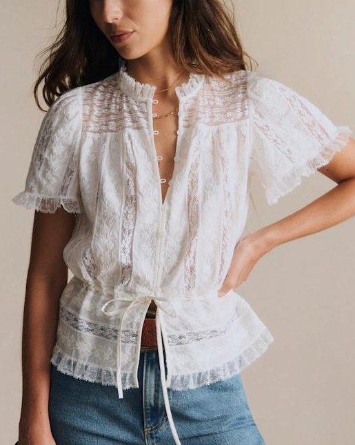 Short-Sleeved Lace Shirt