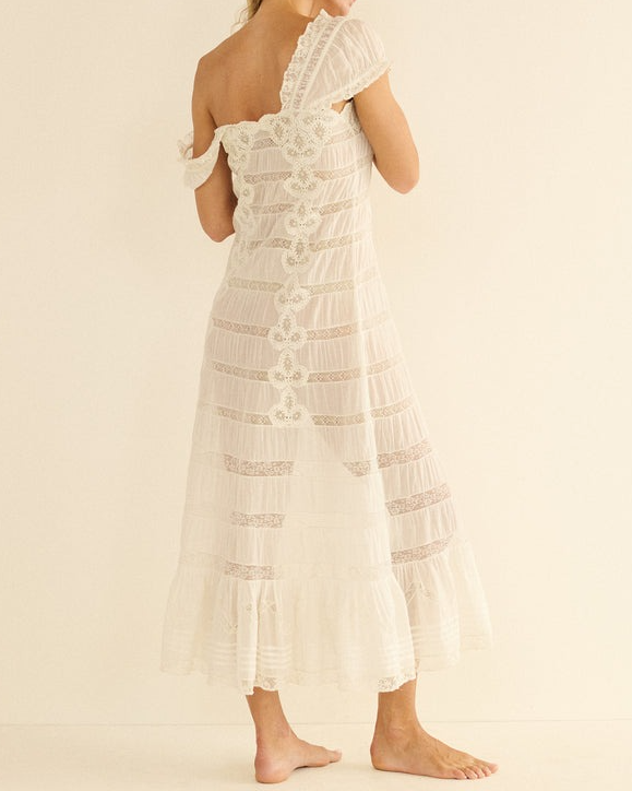 Classic White Lace Midi Dress