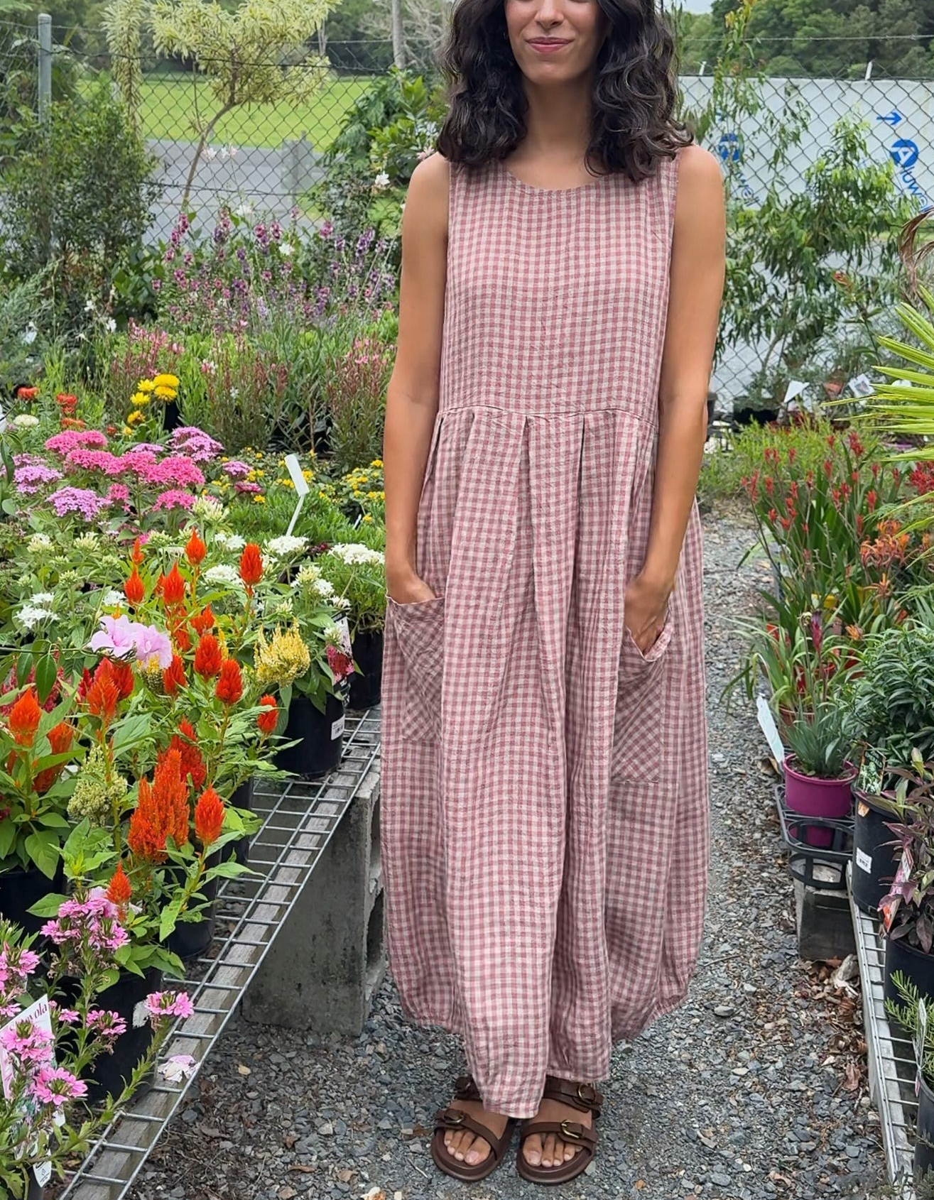 Sartene French Linen Dress in Gingham