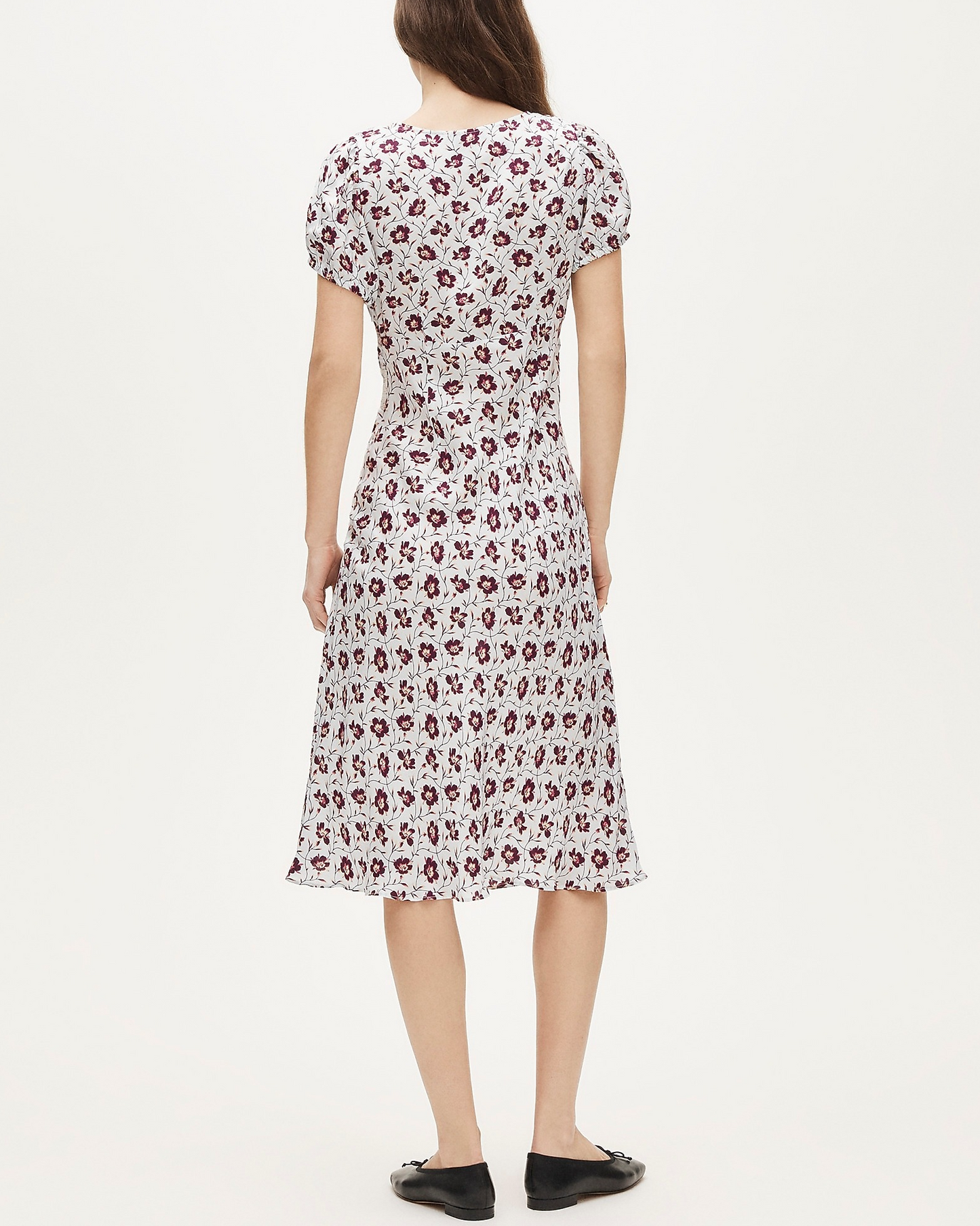 Lace dress in floral-print viscose twill