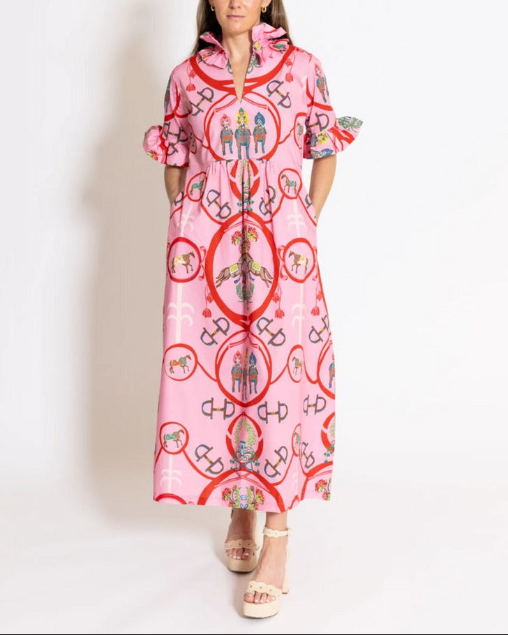 3/4 Length Ruffle Sleeves Dress