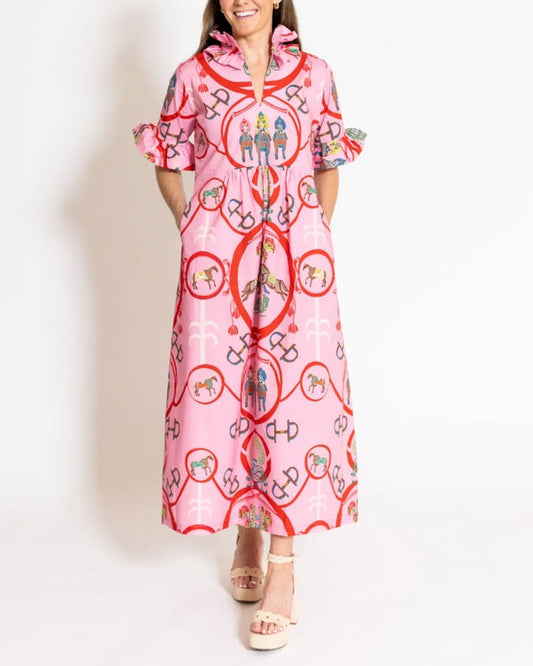 3/4 Length Ruffle Sleeves Dress