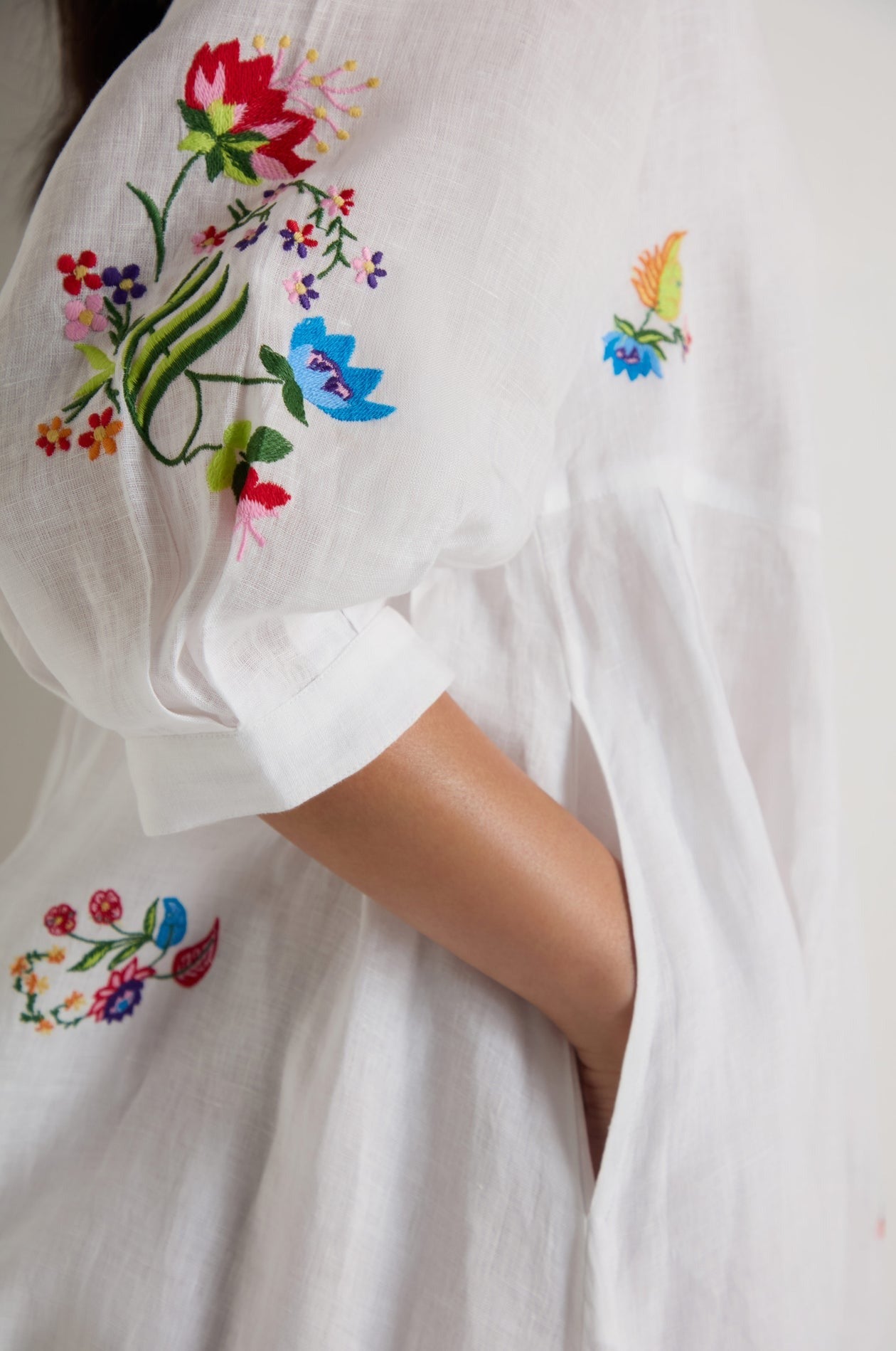 Vintage Floral Embroidered Flare Dress