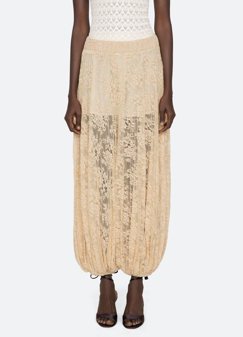 Sheer Lace Balloon Pants