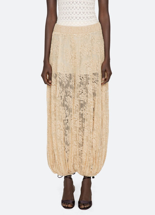 Sheer Lace Balloon Pants