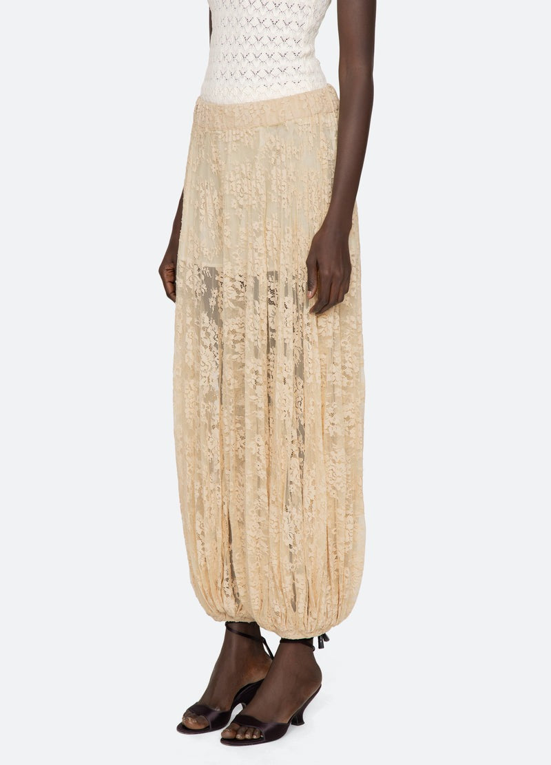 Sheer Lace Balloon Pants