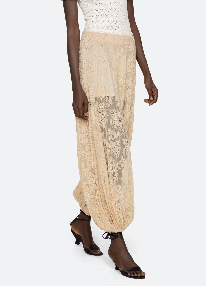 Sheer Lace Balloon Pants