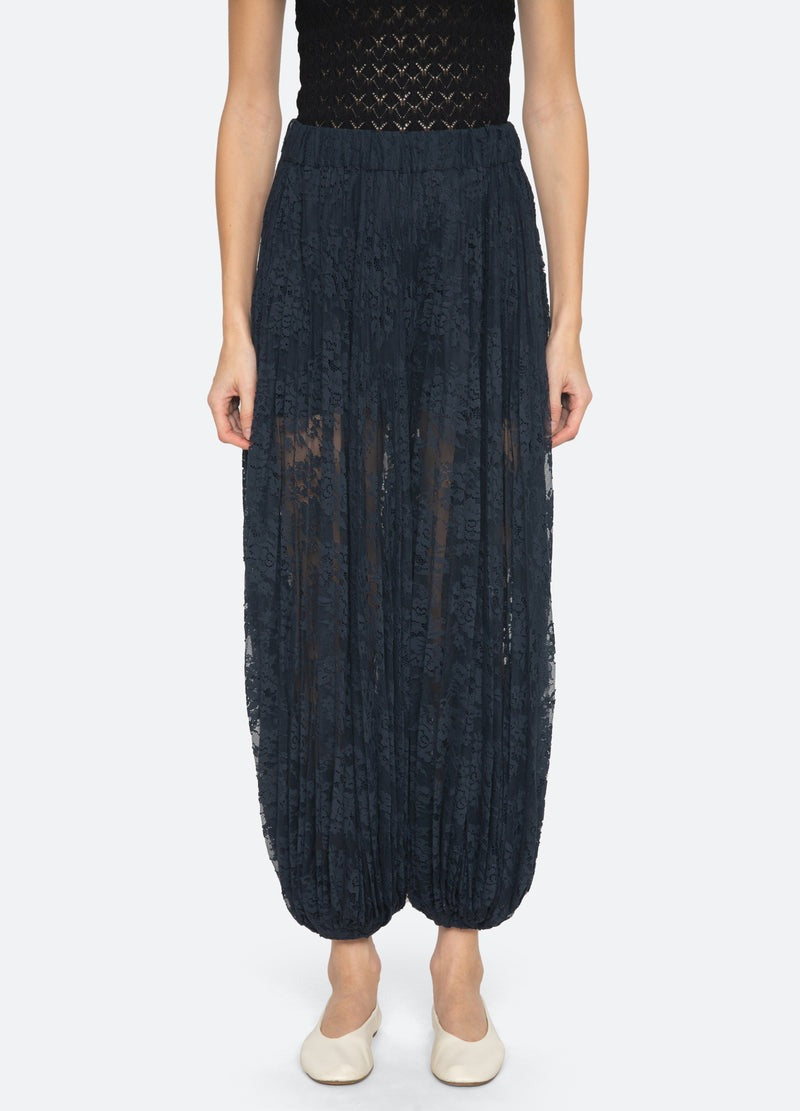 Sheer Lace Balloon Pants