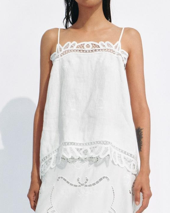 Linen Embroidered Top