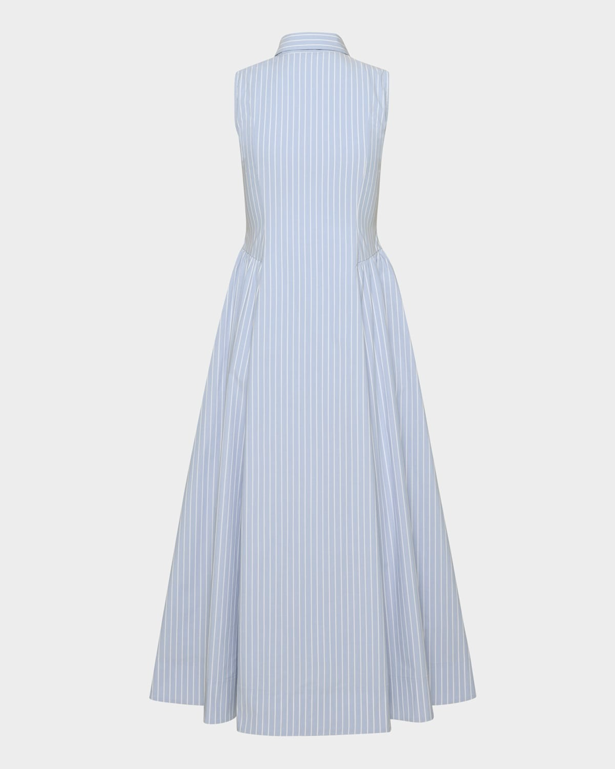 Striped Cotton Poplin Sleeveless Shirt Dress