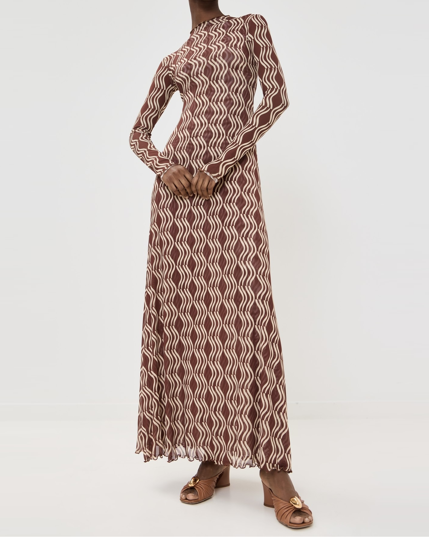Mock Neck Long Sleeve Wrap Dress