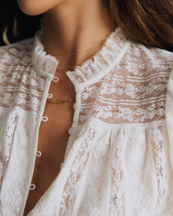Short-Sleeved Lace Shirt