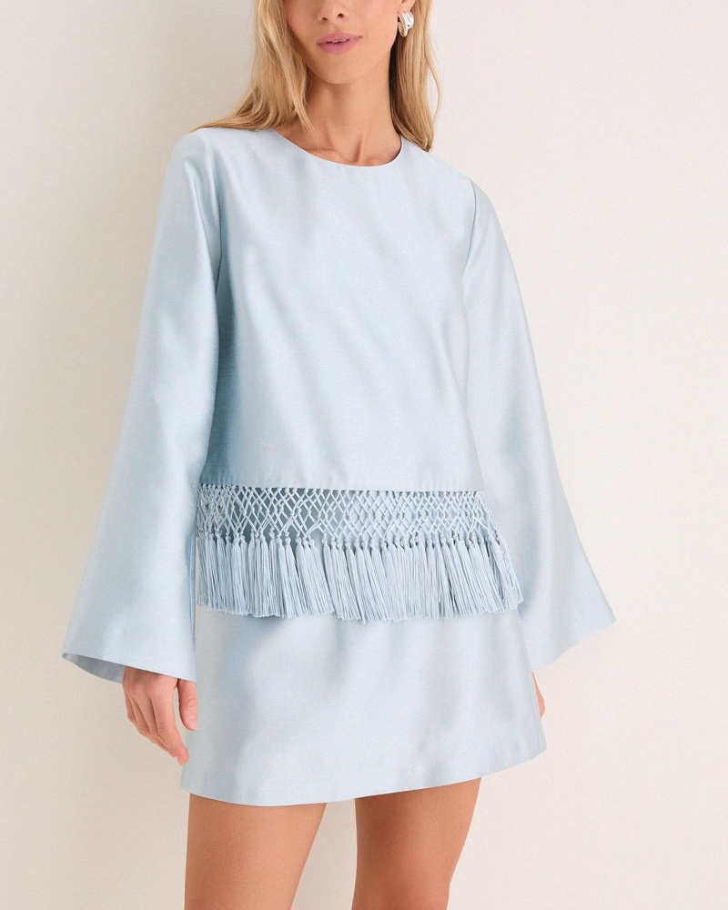 Pewter Blue Maxine Tassel Top