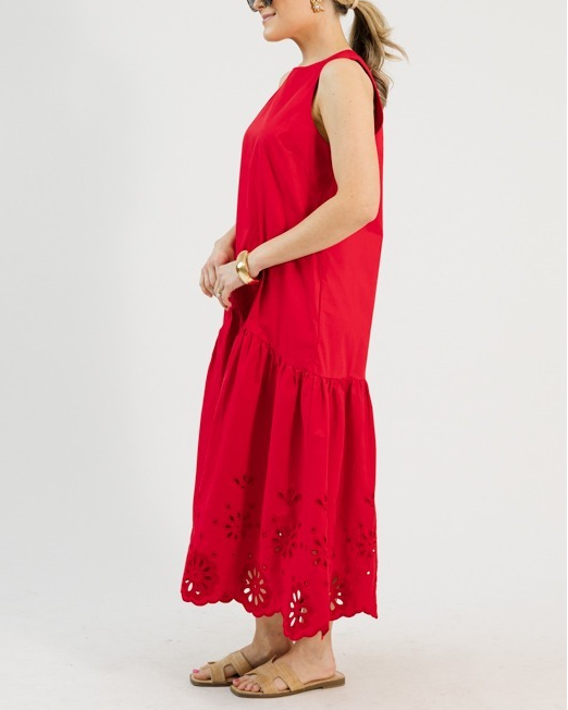 Embroidered Flowers Midi Dress