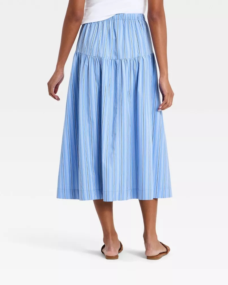 Women's Resort Poplin Drop Waist Midi Skirt